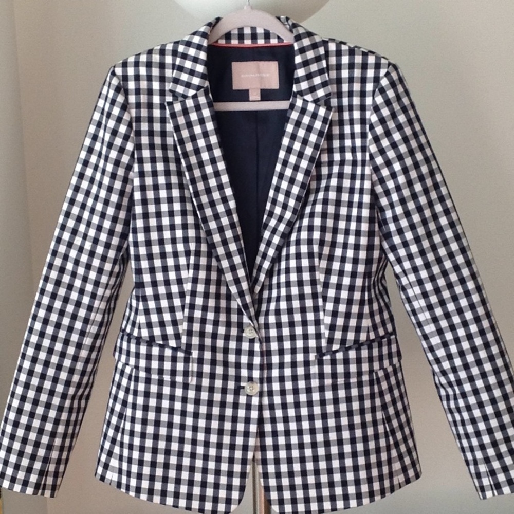 ⭕️ Banana Republic - B/W 'Gingham Fitted' Jacket - Picture 5 of 8